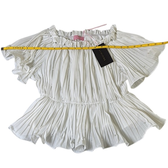 Luxuoire Cropped Off the Shoulder Top with Bling - S - Picture 13 of 16